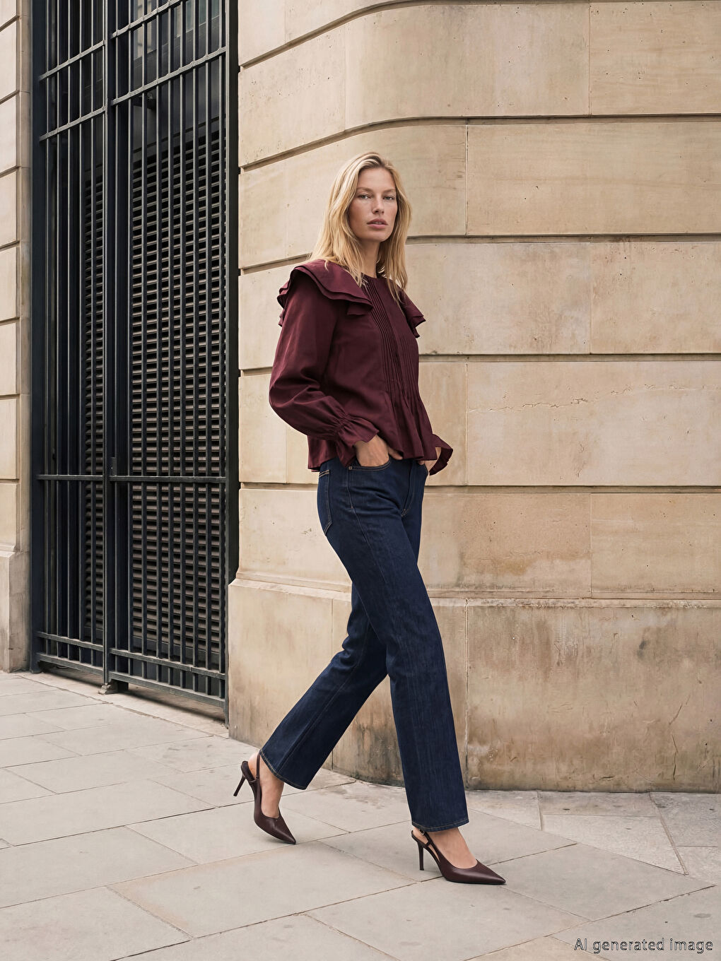 Bordo Bisiklet Yaka Fırfırlı Bluz