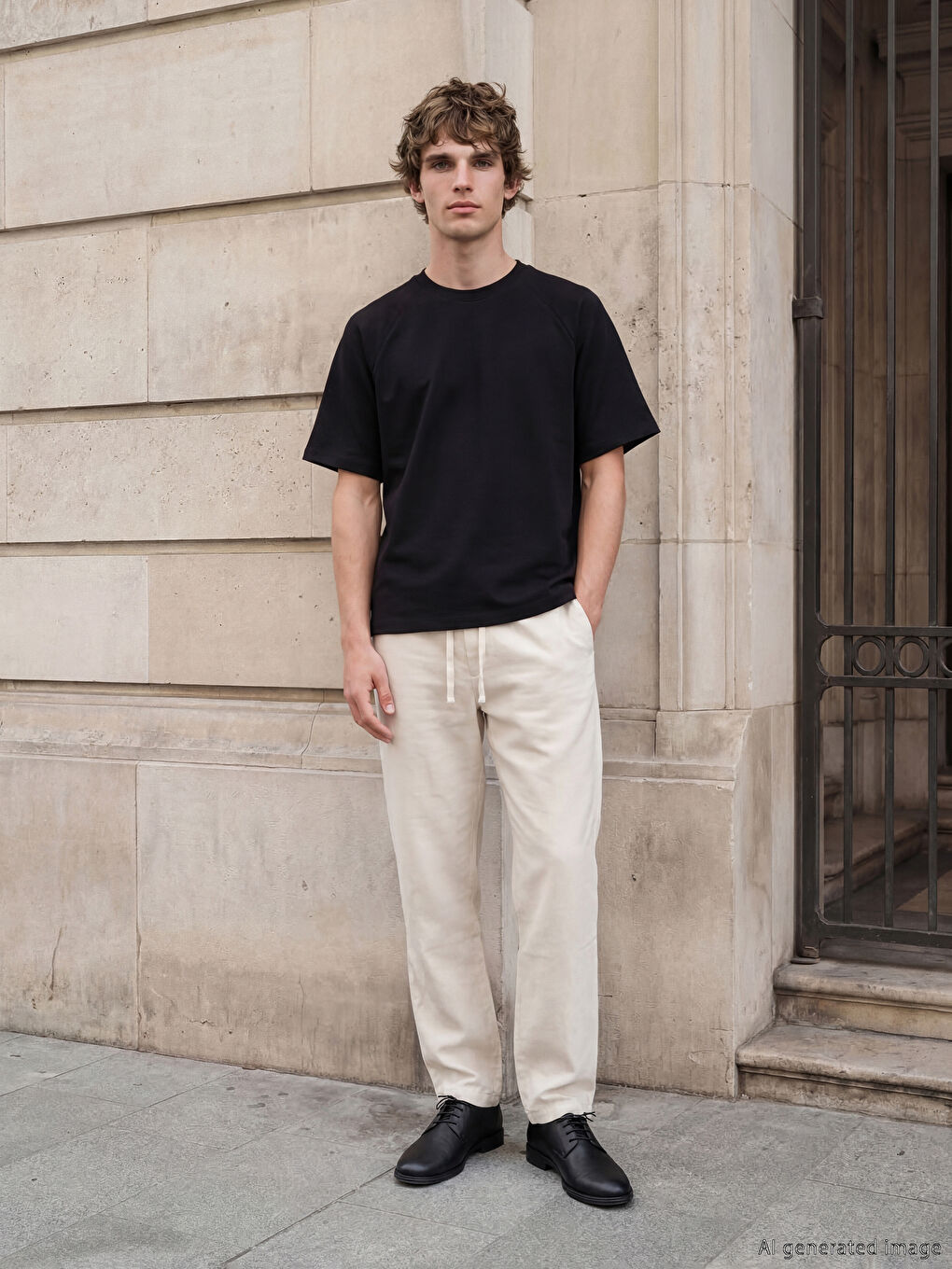 Siyah Bisiklet Yaka Erkek Tişört-1