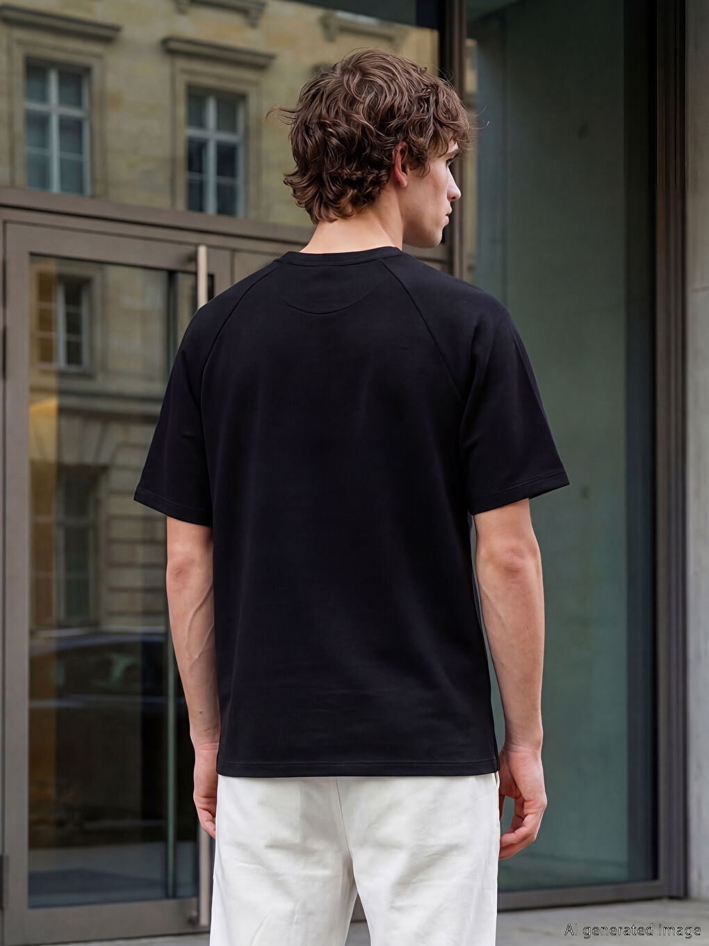 Siyah Bisiklet Yaka Erkek Tişört-2