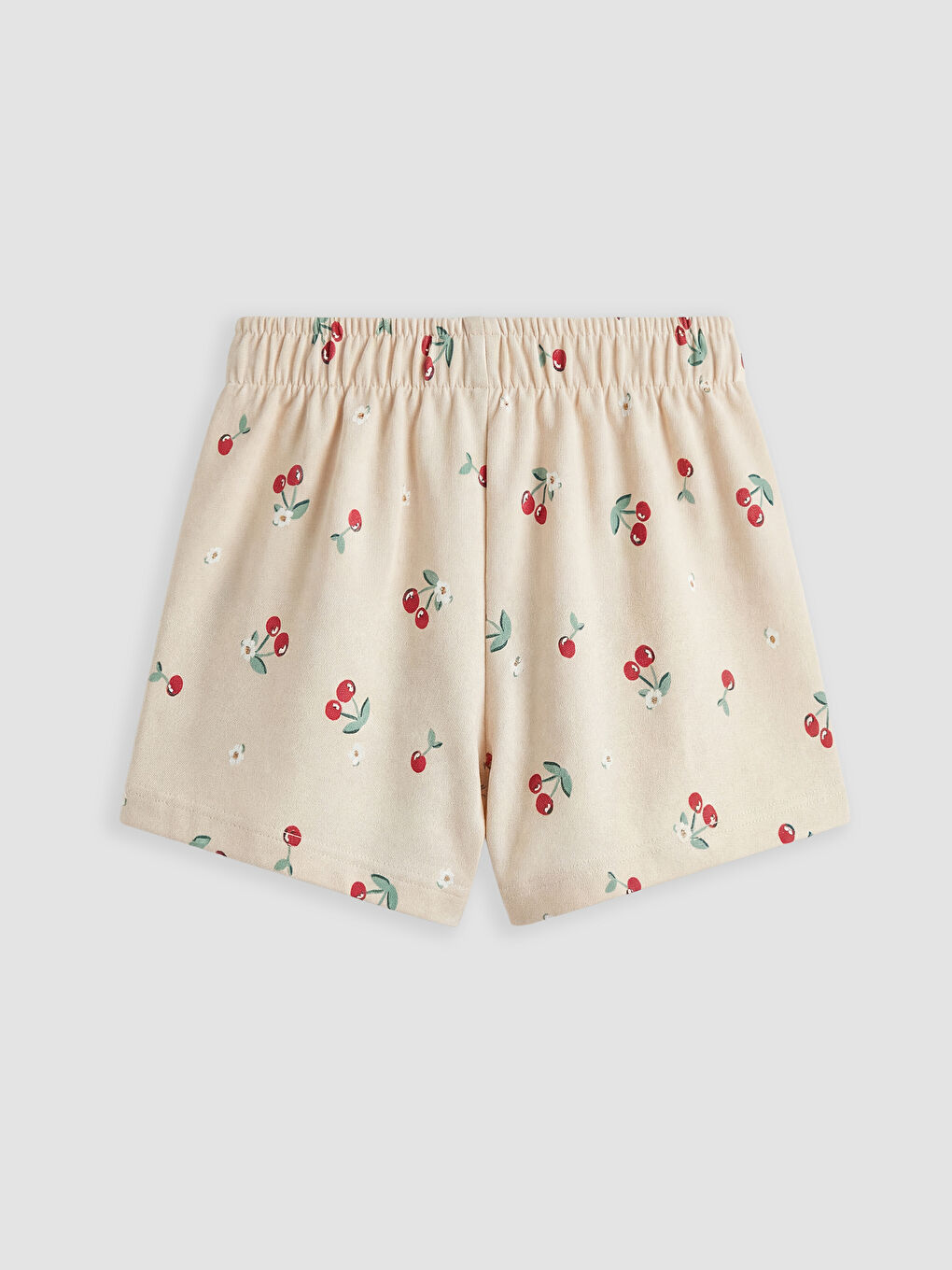 Bej Kiraz Baskılı Kız Bebek Şort-1