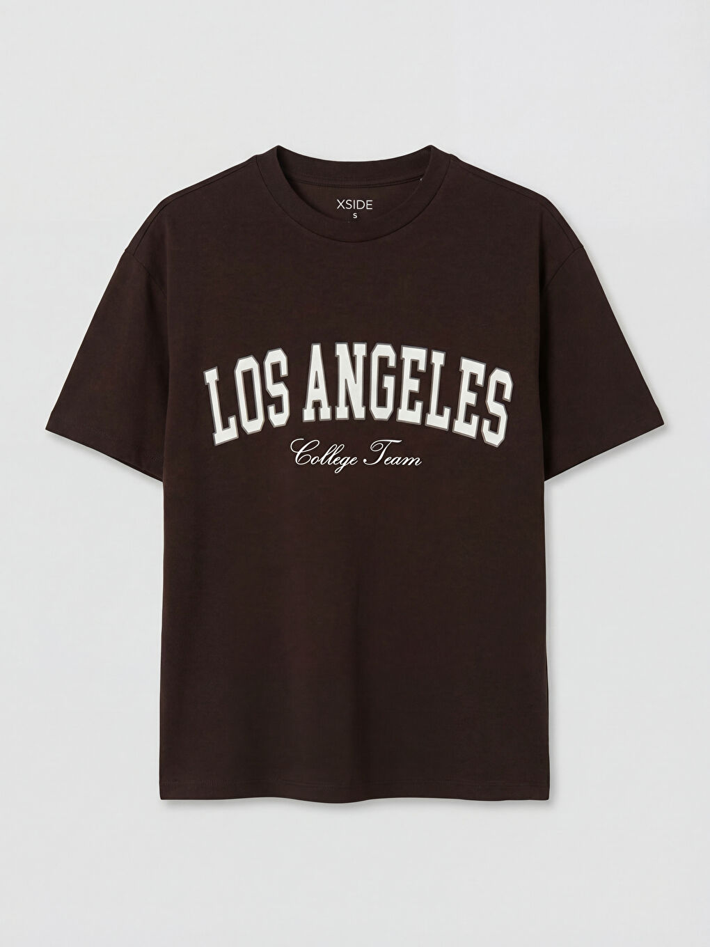 Kahverengi Los Angeles Baskılı Soft Touch Kadın Tişört