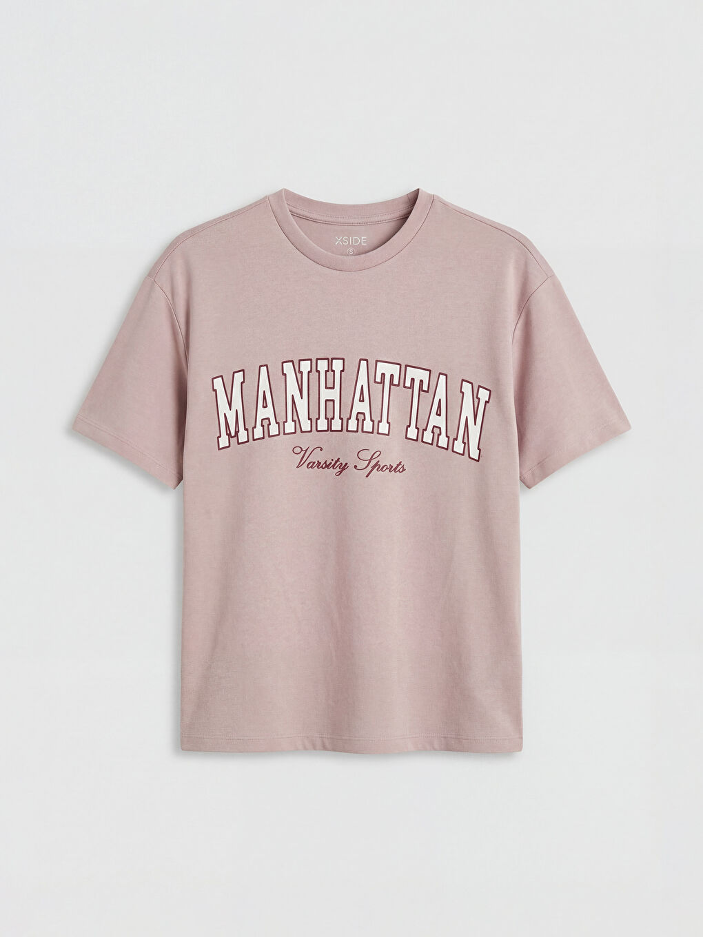 Pembe Bisiklet Yaka Manhattan Baskılı Kadın Tişört