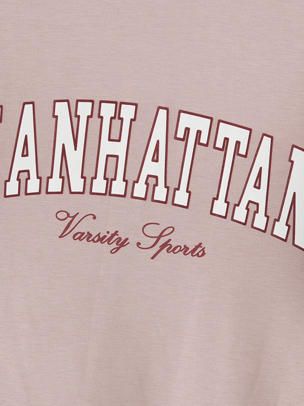 Pembe Bisiklet Yaka Manhattan Baskılı Kadın Tişört-2