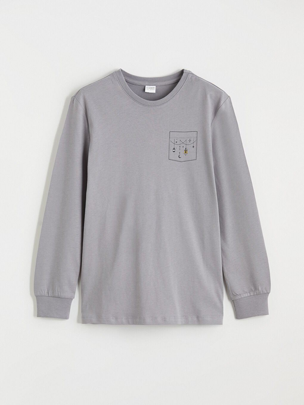 Gri Bisiklet Yaka Baskılı Erkek Çocuk Pijama Takım-5