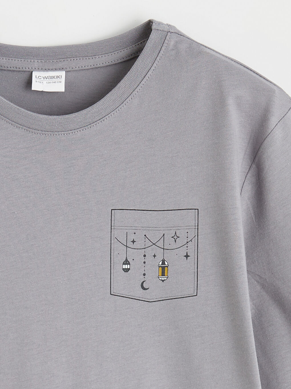 Gri Bisiklet Yaka Baskılı Erkek Çocuk Pijama Takım-6