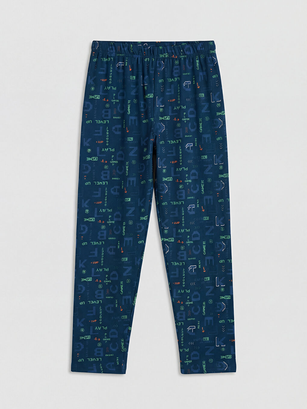 Lacivert Bisiklet Yaka Baskılı Erkek Çocuk Pijama Takım-3