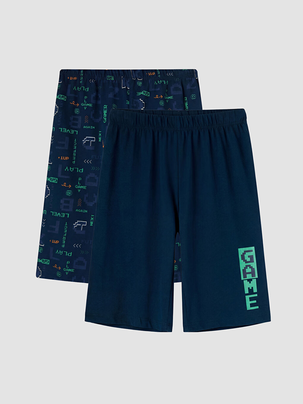 Lacivert Baskılı Erkek Çocuk Pijama Şort 2'li