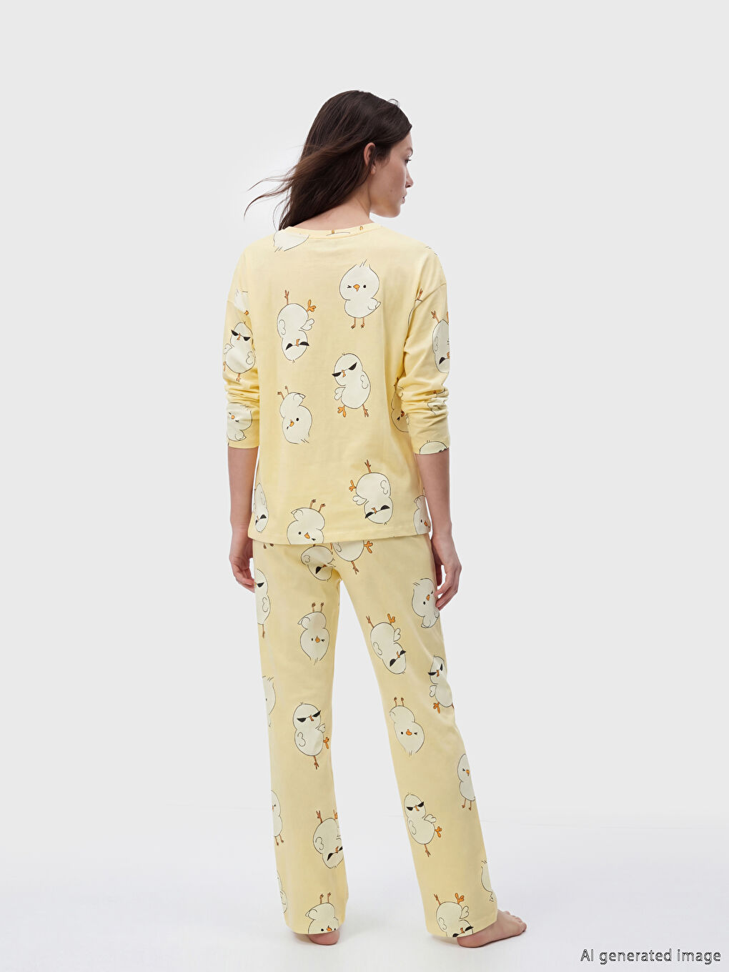 Sarı Civciv Baskılı Kadın Pijama Takımı-3