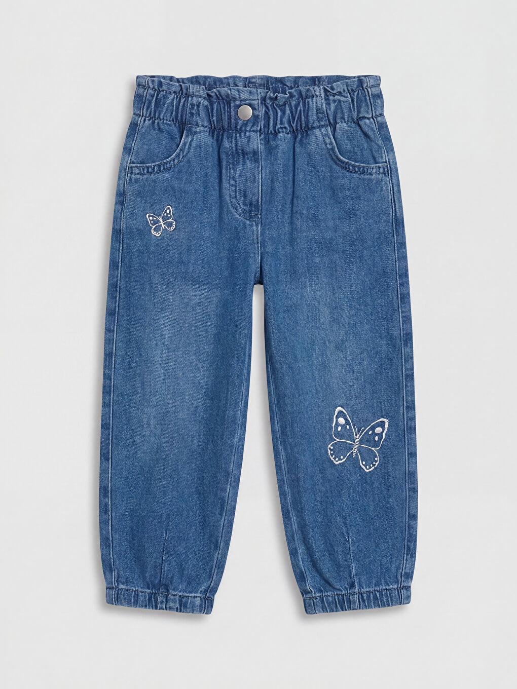 Mavi Relax Fit Kız Bebek Jean Pantolon