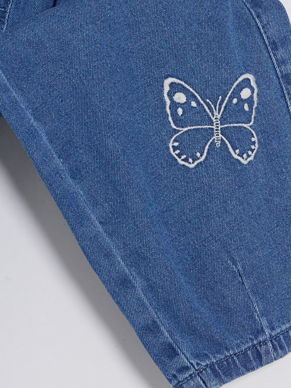 Mavi Relax Fit Kız Bebek Jean Pantolon-3