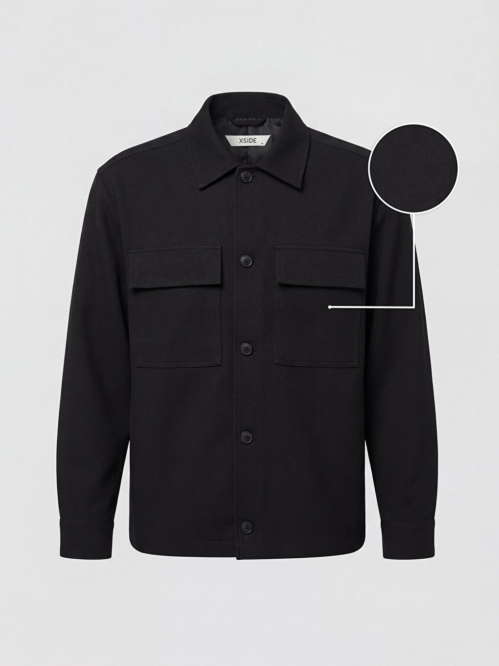 Siyah Rahat Kalıp Gömlek Yaka Erkek Mont