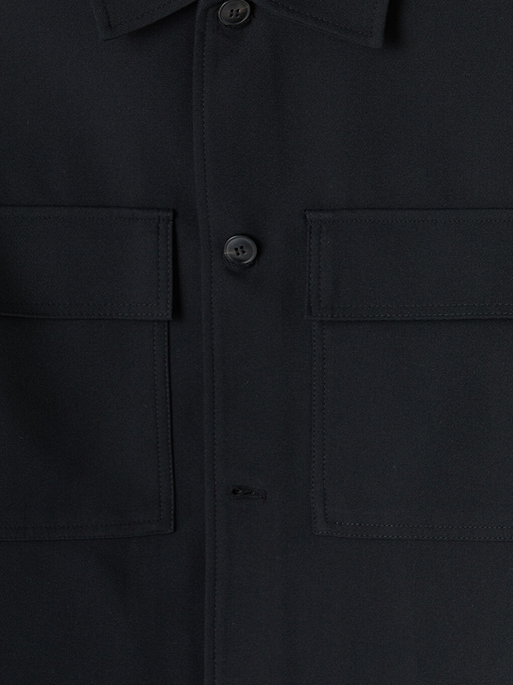 Siyah Rahat Kalıp Gömlek Yaka Erkek Mont-2