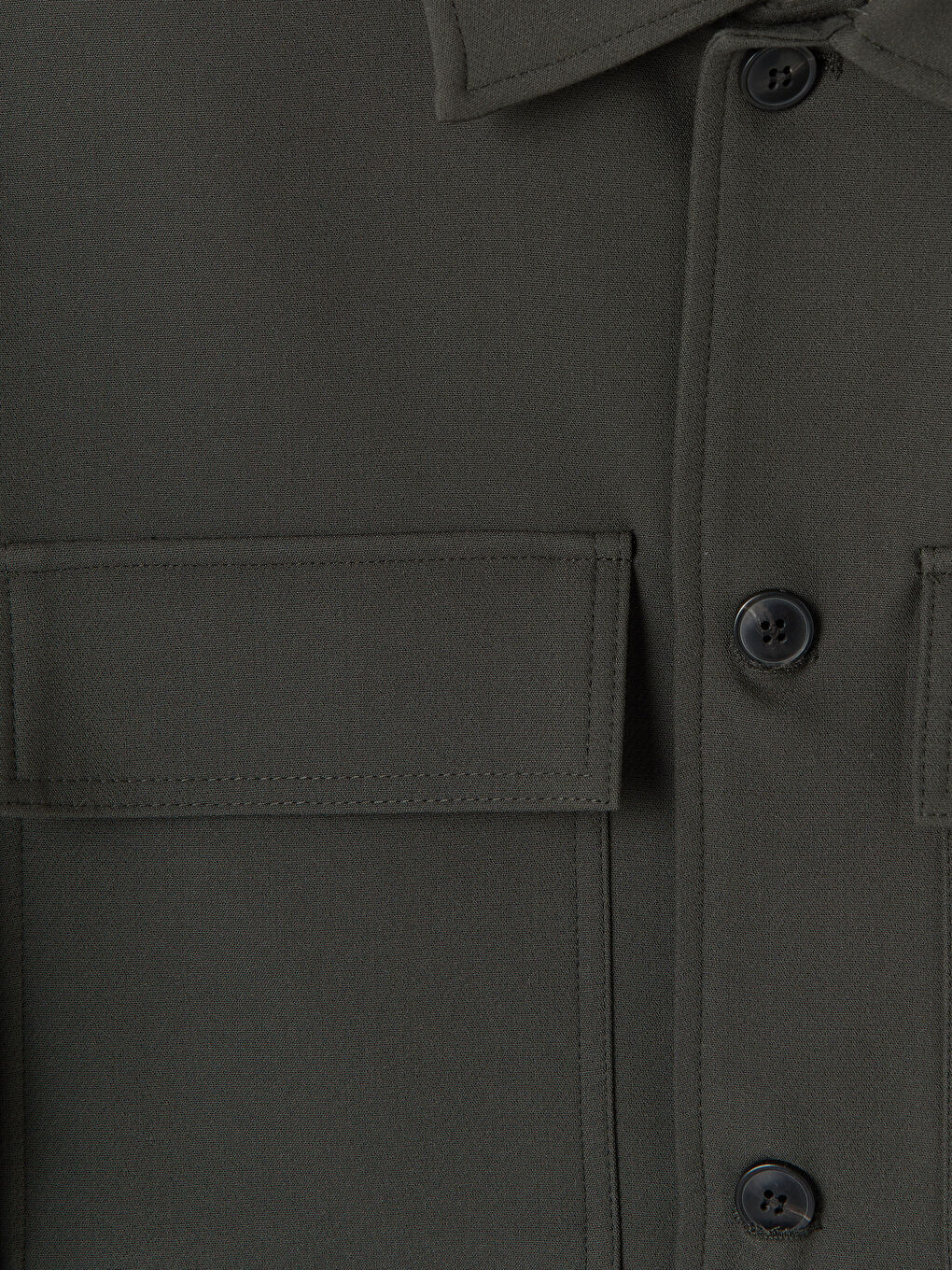 Haki Rahat Kalıp Gömlek Yaka Erkek Mont-2