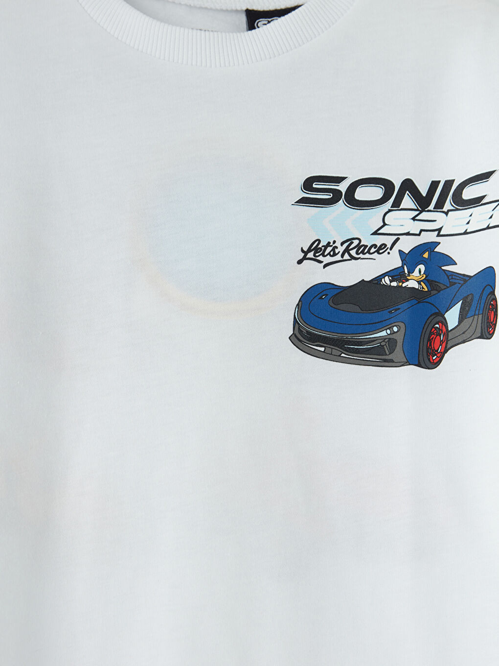 Beyaz Bisiklet Yaka Sonic Lisanslı Erkek Çocuk Tişört-2