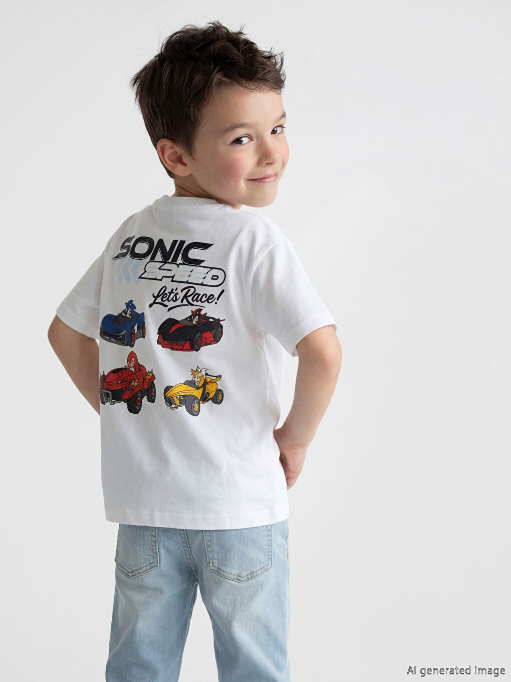 Crew Neck Sonic Licensed Boys' T-Shirt-1