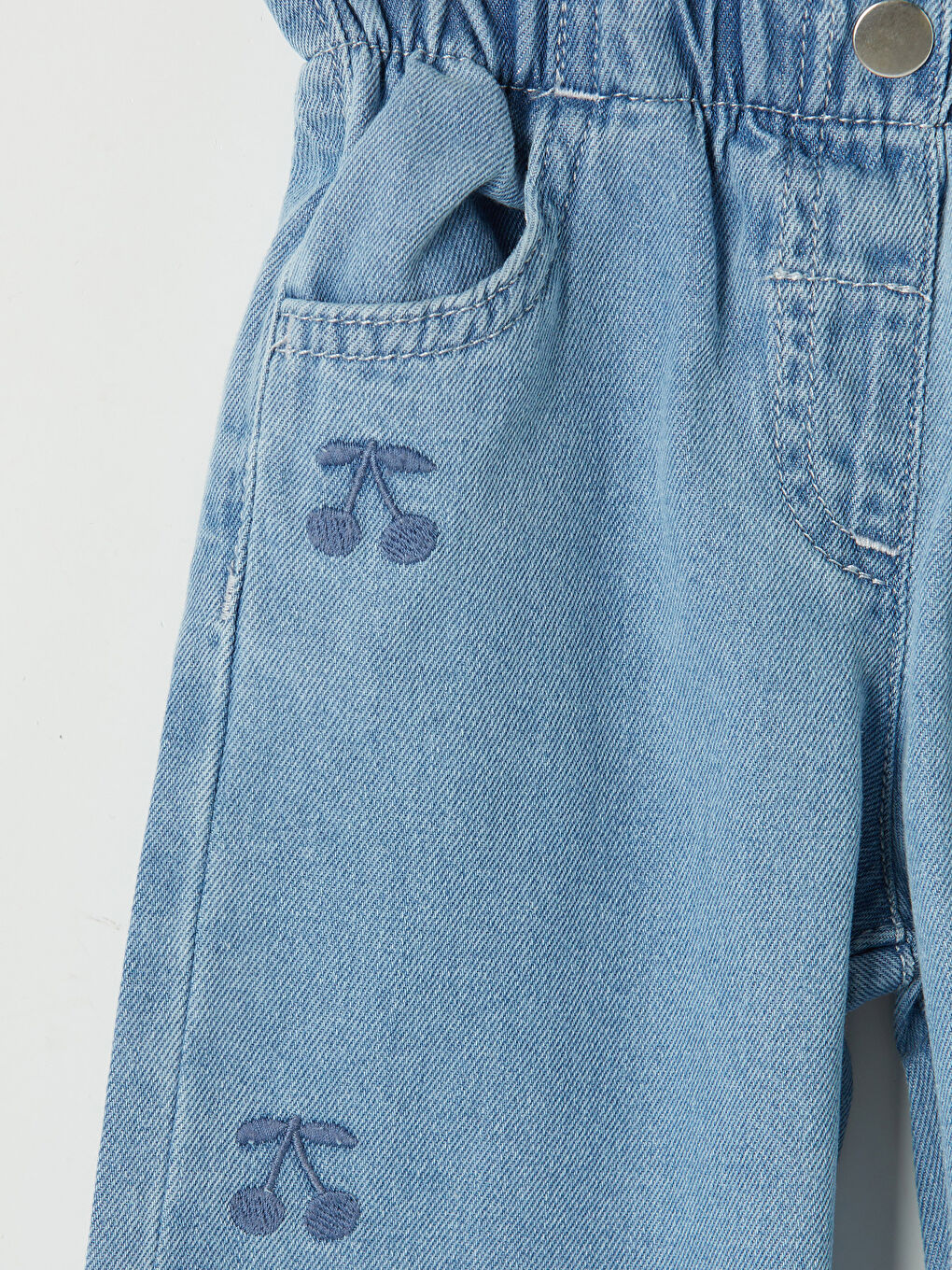 Mavi Kız Bebek Nakışlı Jean Pantolon-2