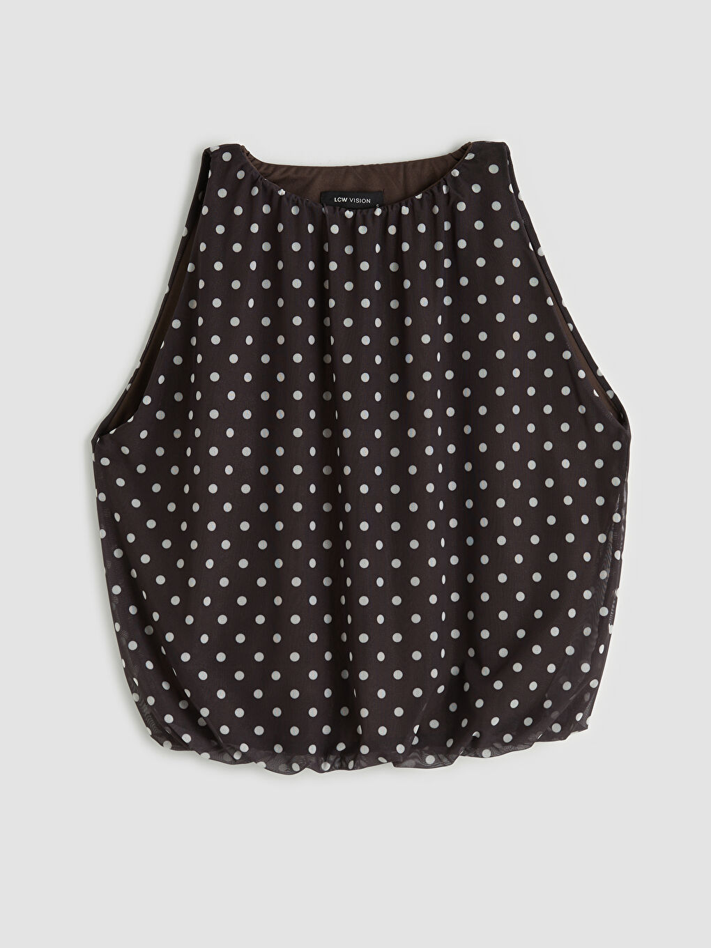 Kahverengi Bisiklet Yaka Puantiyeli Bluz-3