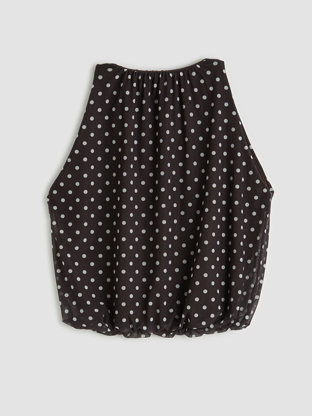 Kahverengi Bisiklet Yaka Puantiyeli Bluz-4