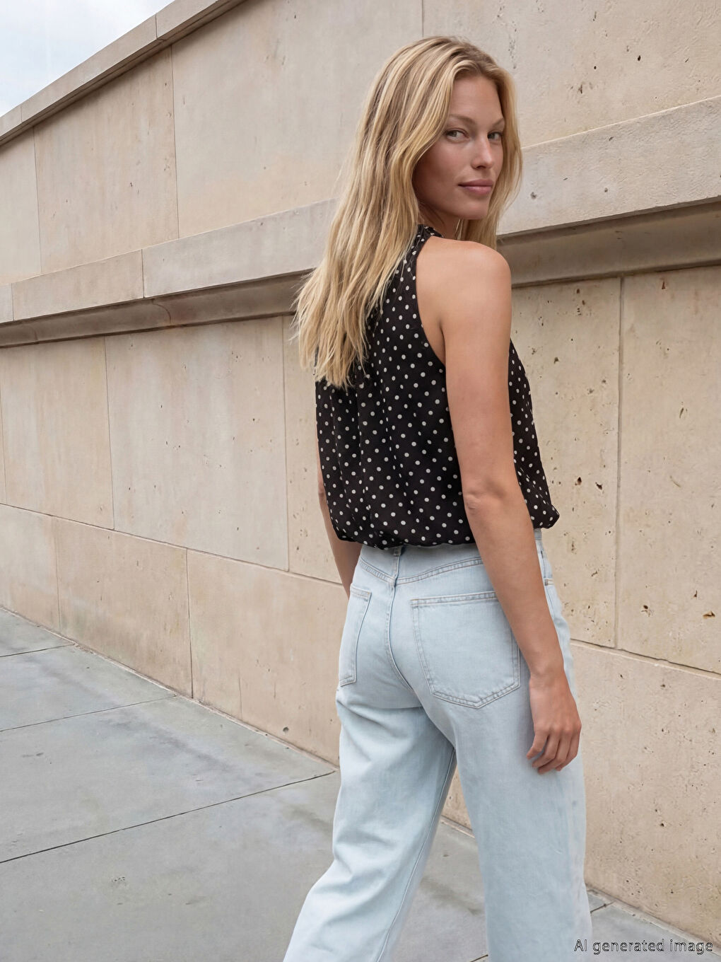 Kahverengi Bisiklet Yaka Puantiyeli Bluz-2