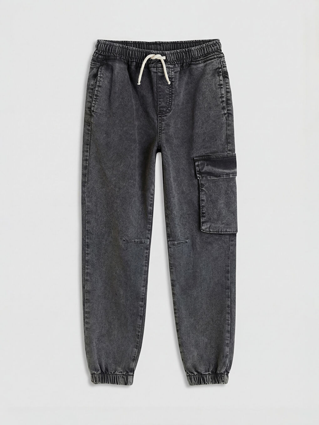 Gri Loose Fit Erkek Çocuk Kargo Jean Pantolon-1