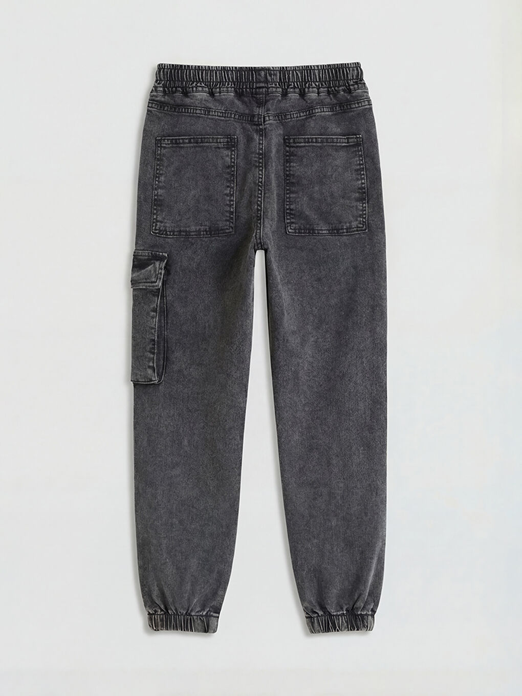 Gri Loose Fit Erkek Çocuk Kargo Jean Pantolon-2