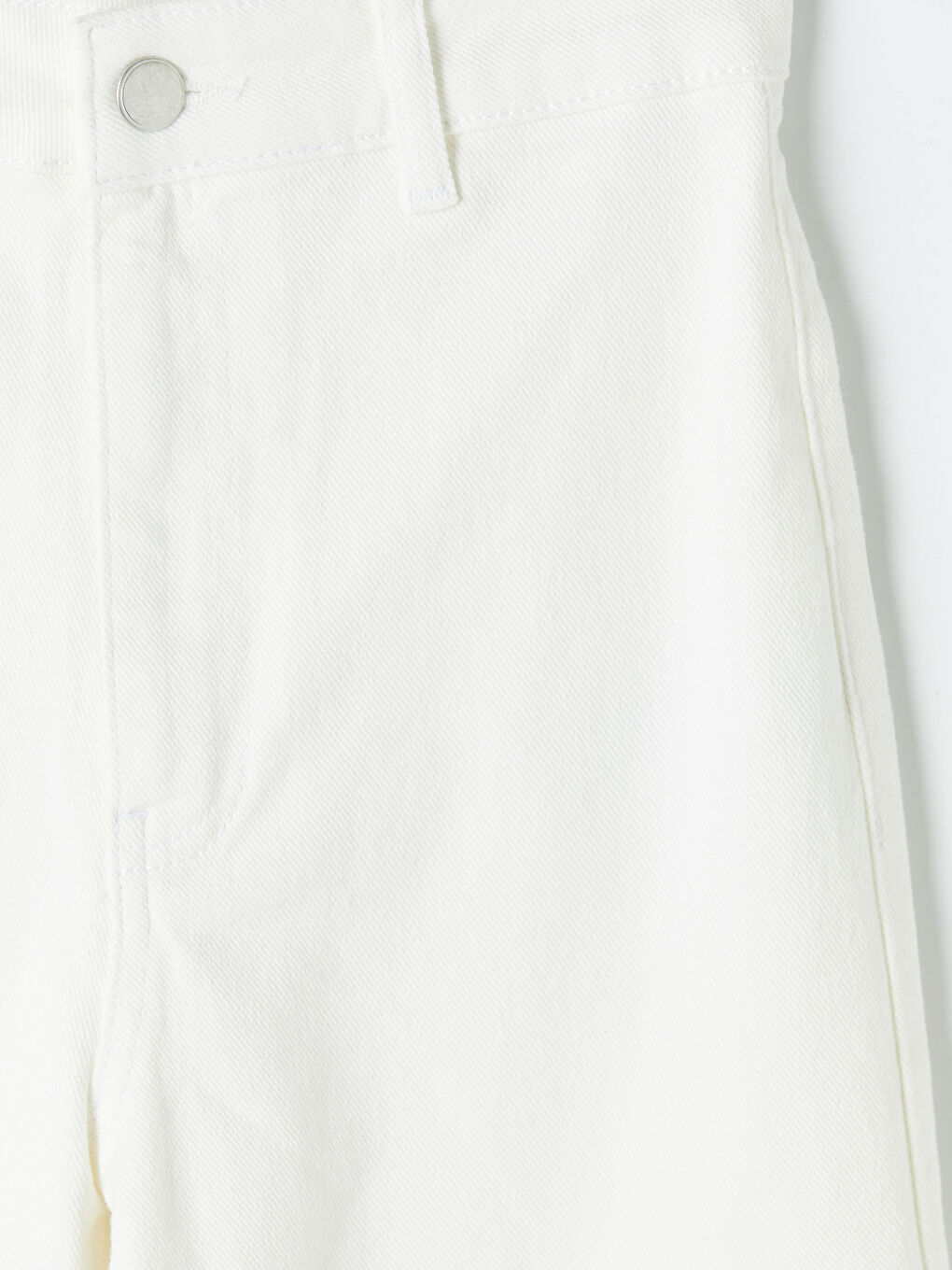 Ekru Yüksek Bel Wideleg Kadın Jean Pantolon-6