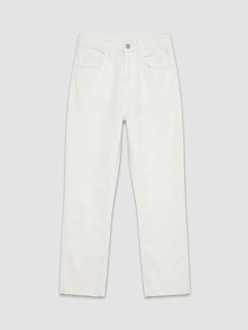 Ekru Crop Flare Kadın Jean Pantolon