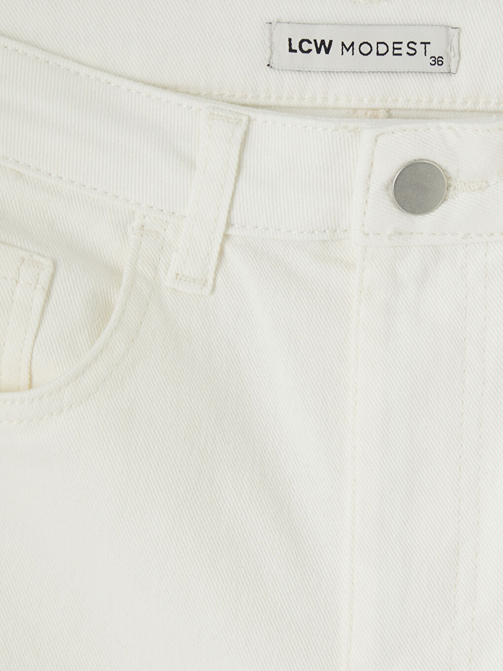 Ekru Crop Flare Kadın Jean Pantolon-2