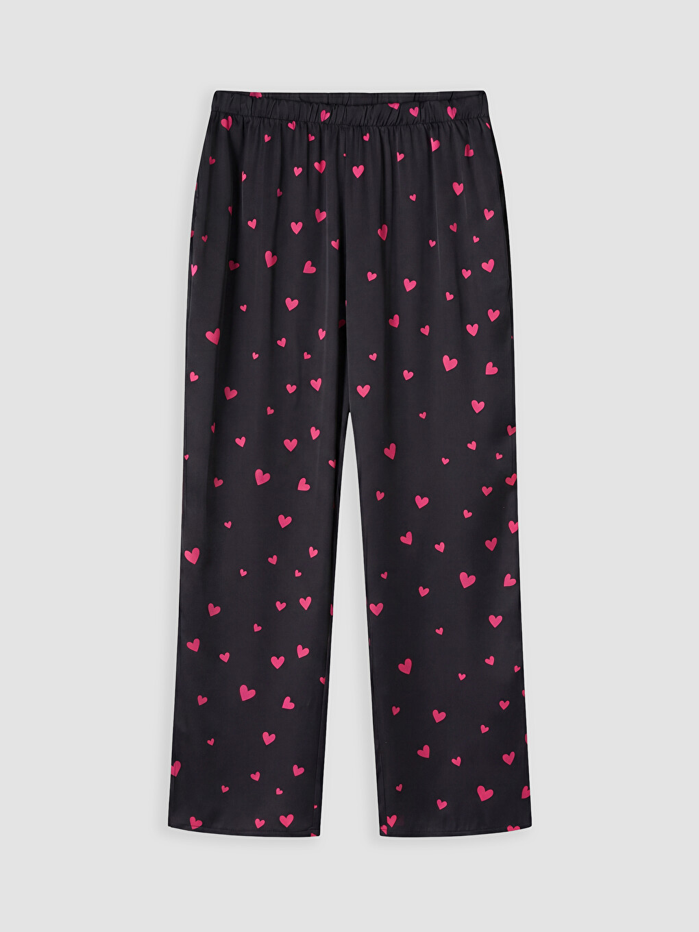 Siyah Gömlek Yaka Saten Kadın Pijama Takım-8