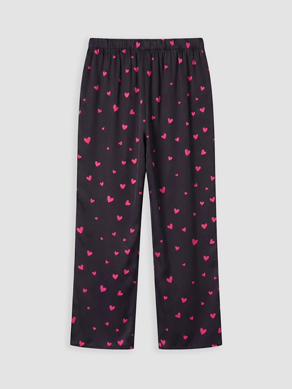 Siyah Gömlek Yaka Saten Kadın Pijama Takım-10