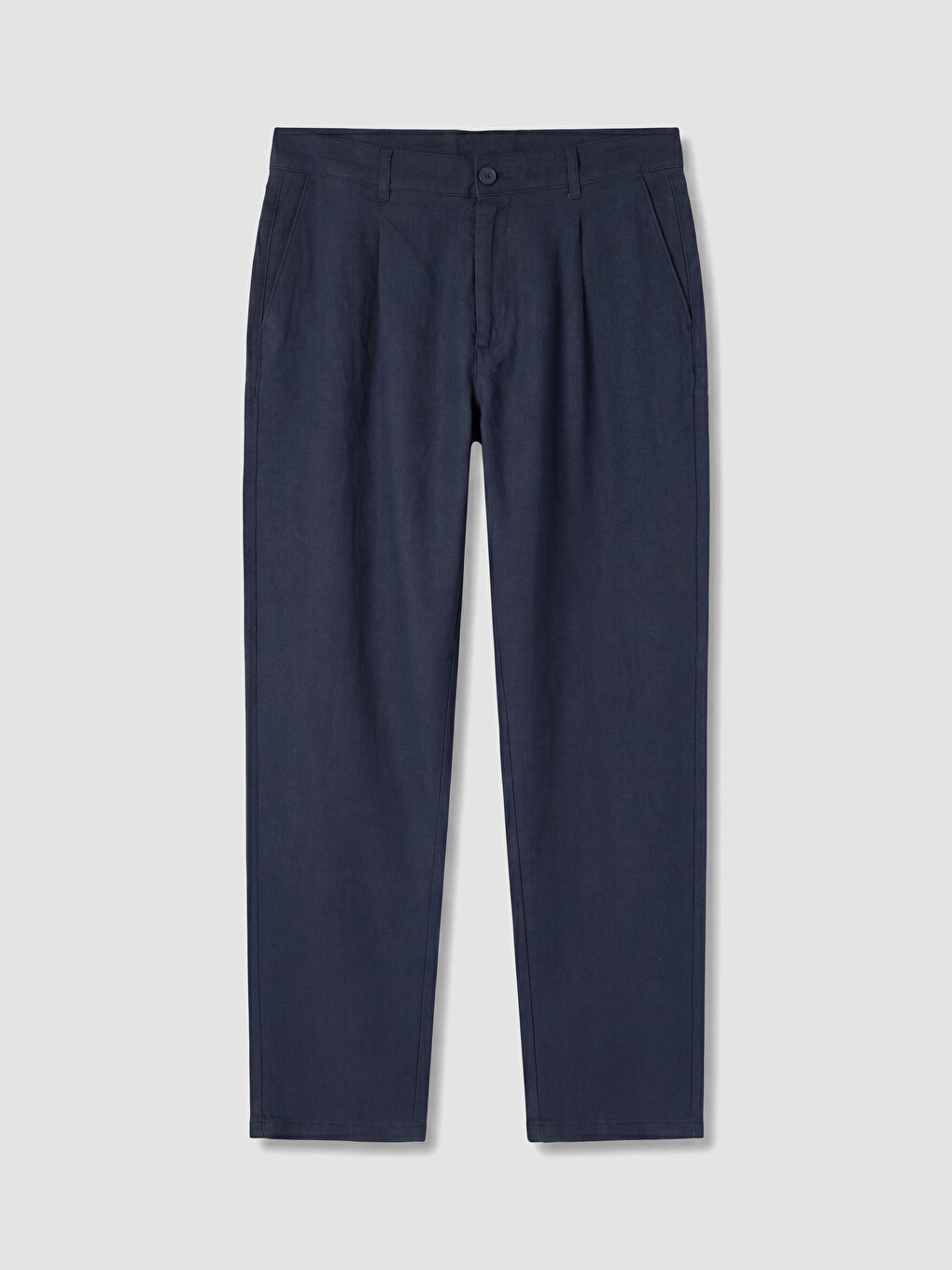 Lacivert Regular Fit Keten Karışımlı Erkek Pantolon