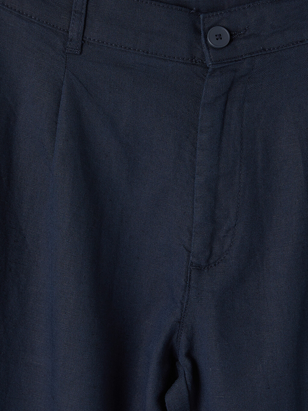 Lacivert Regular Fit Keten Karışımlı Erkek Pantolon-2