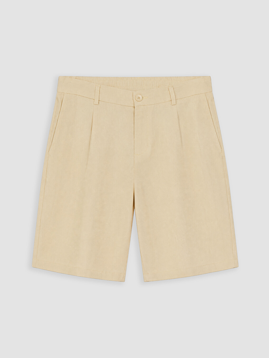 Sarı Regular Fit Keten Karışımlı Erkek Şort-3