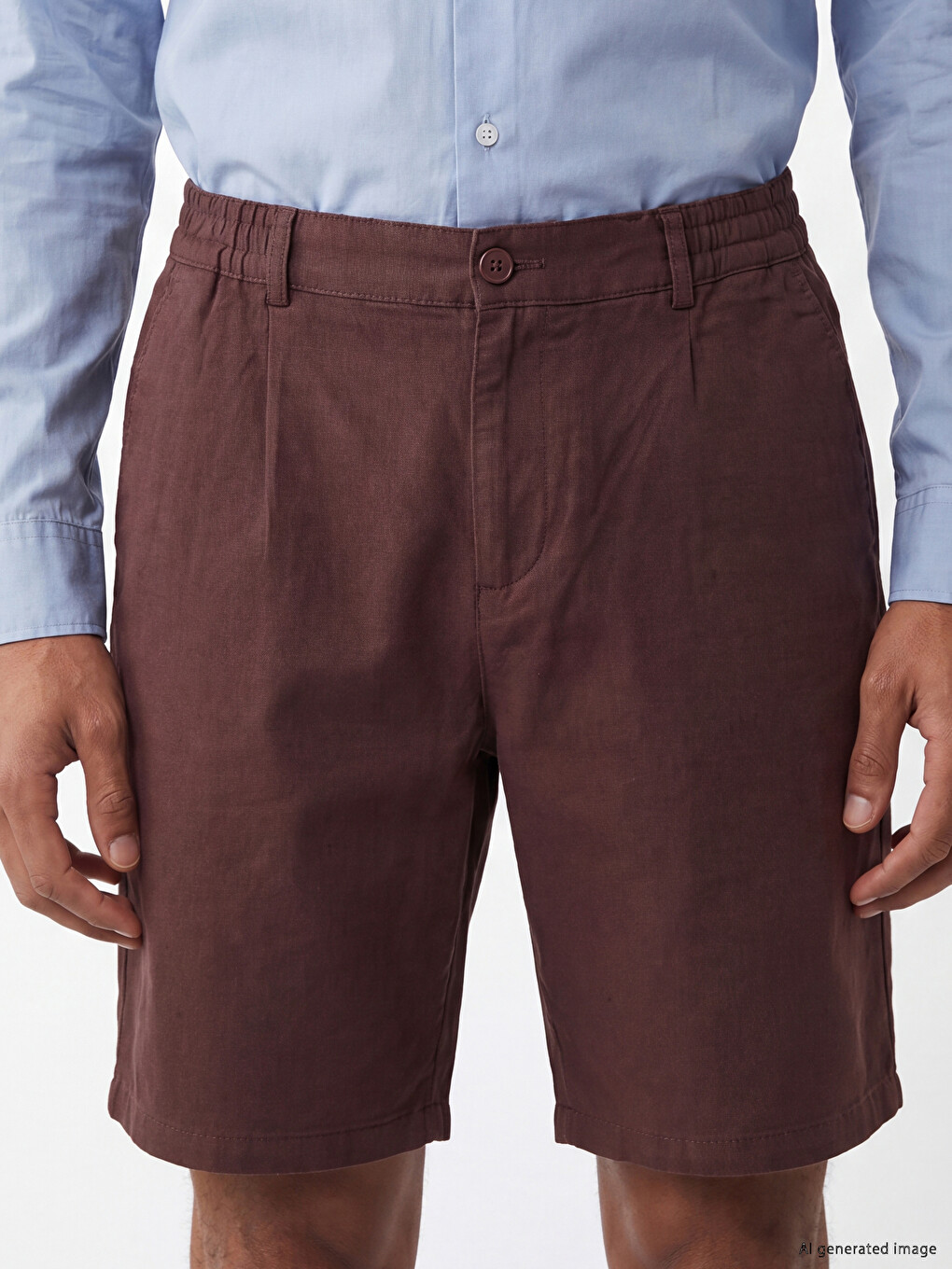 Regular Fit Linen Blend Men's Shorts-2