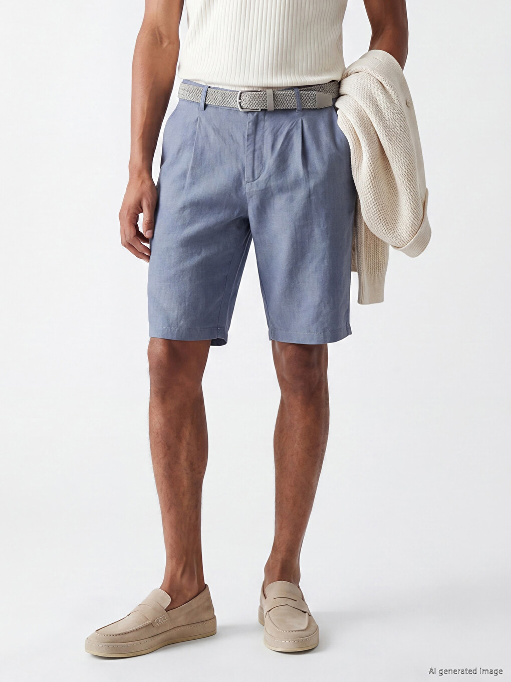 Regular Fit Linen Blend Men's Shorts