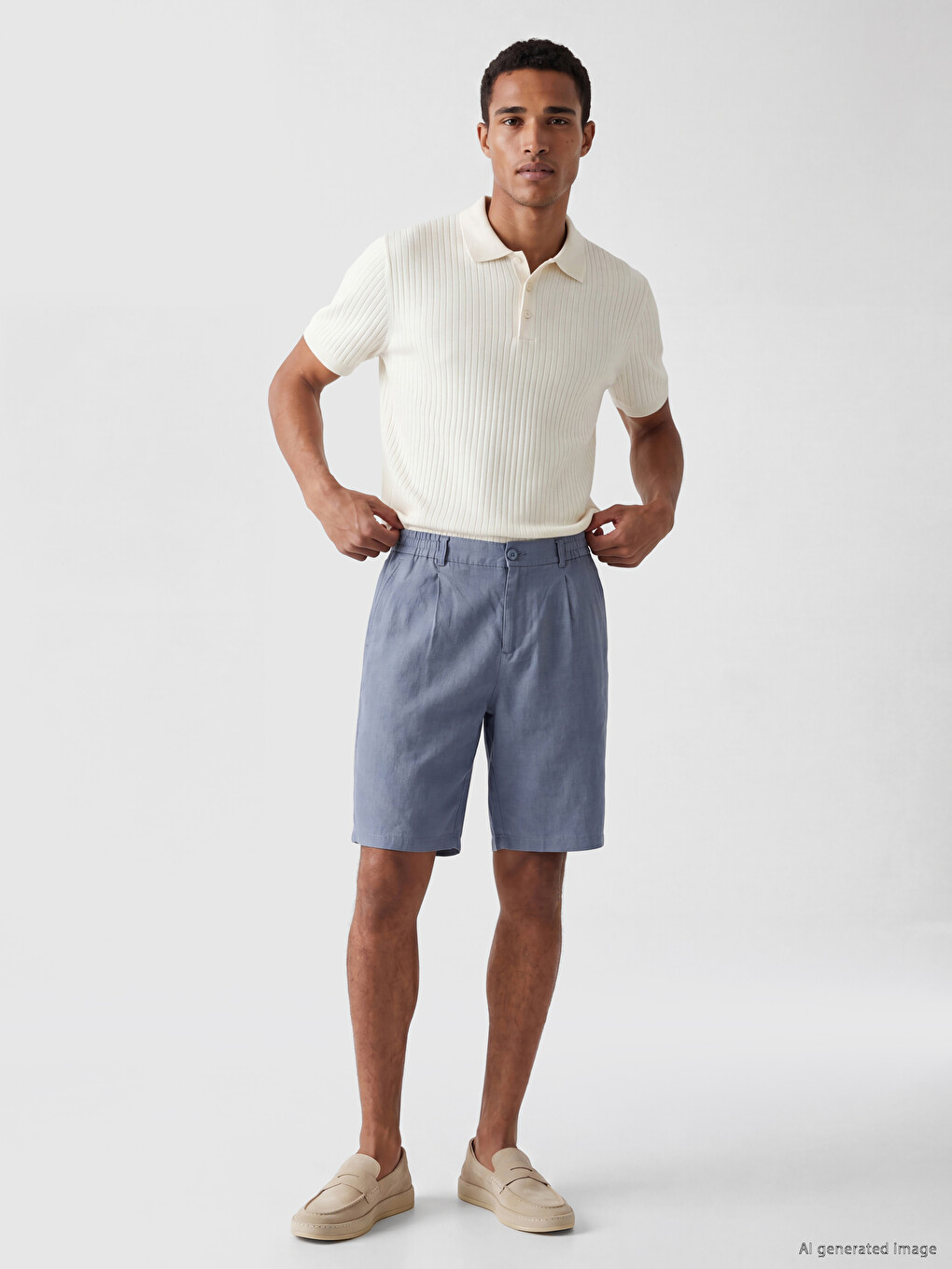 Regular Fit Linen Blend Men's Shorts-1