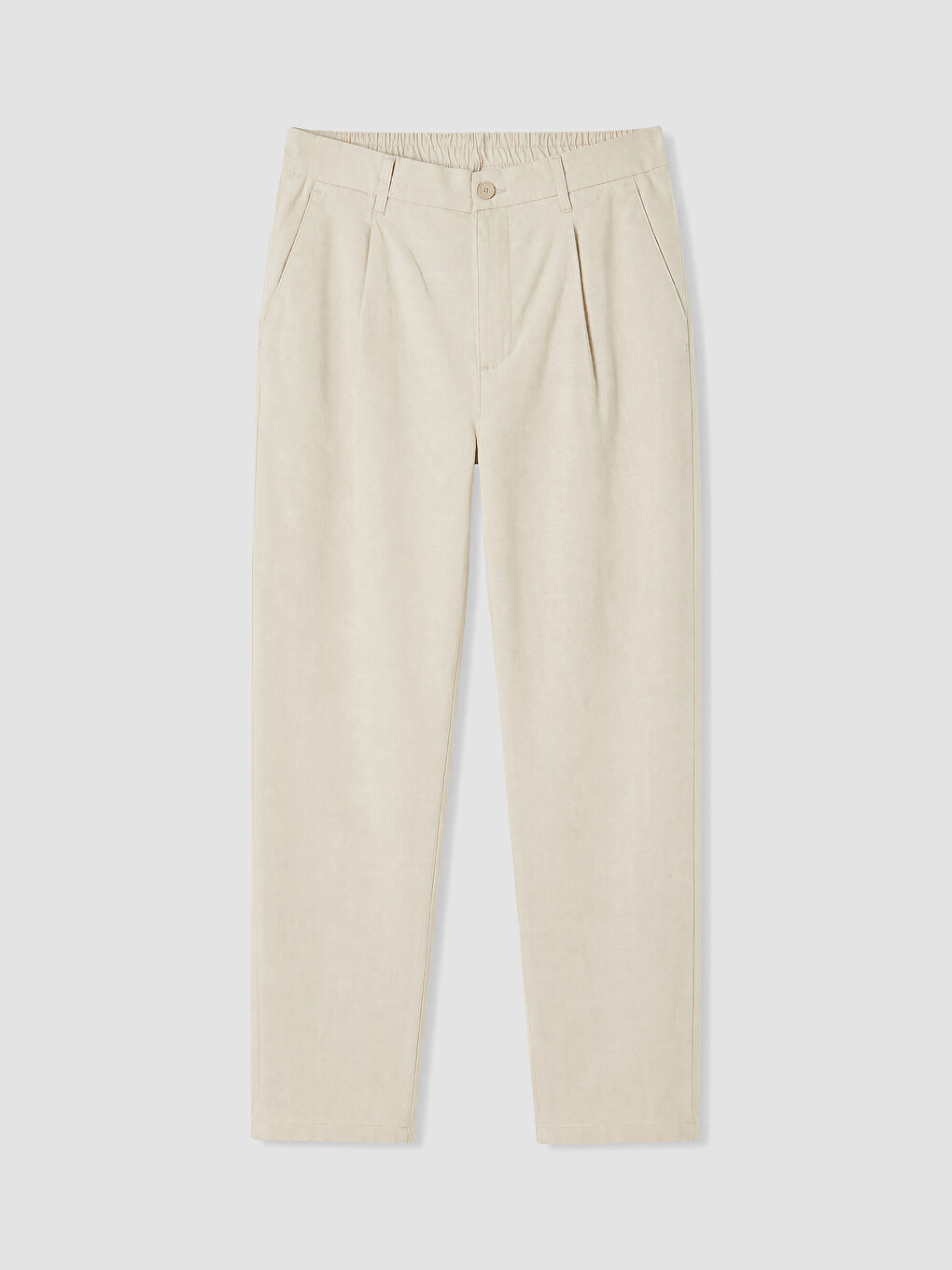 Bej Regular Fit Erkek Pileli Pantolon