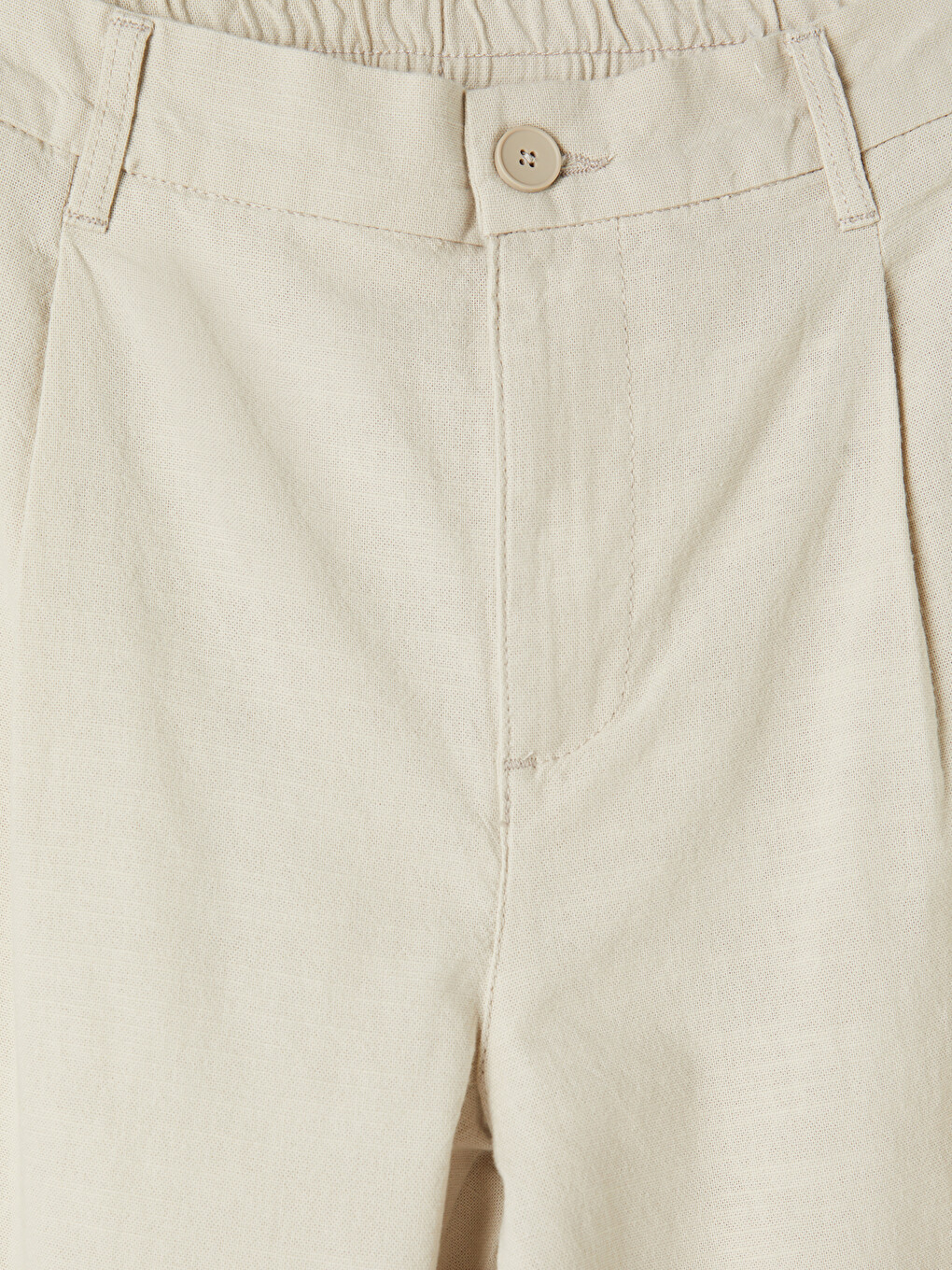 Bej Regular Fit Erkek Pileli Pantolon-1