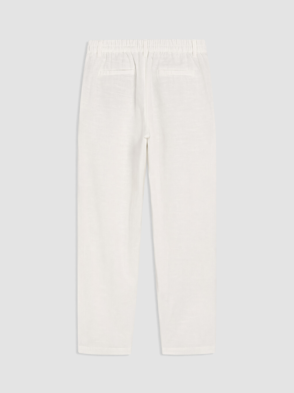 Beyaz Regular Fit Erkek Pileli Pantolon-2