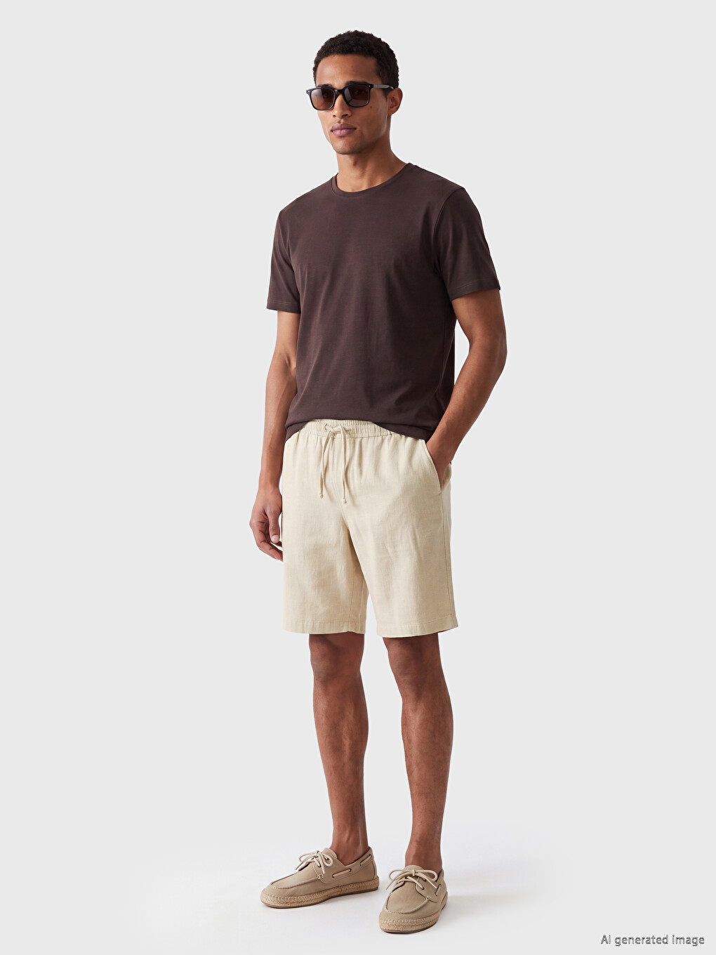 Standard Fit Linen Look Men's Shorts-1