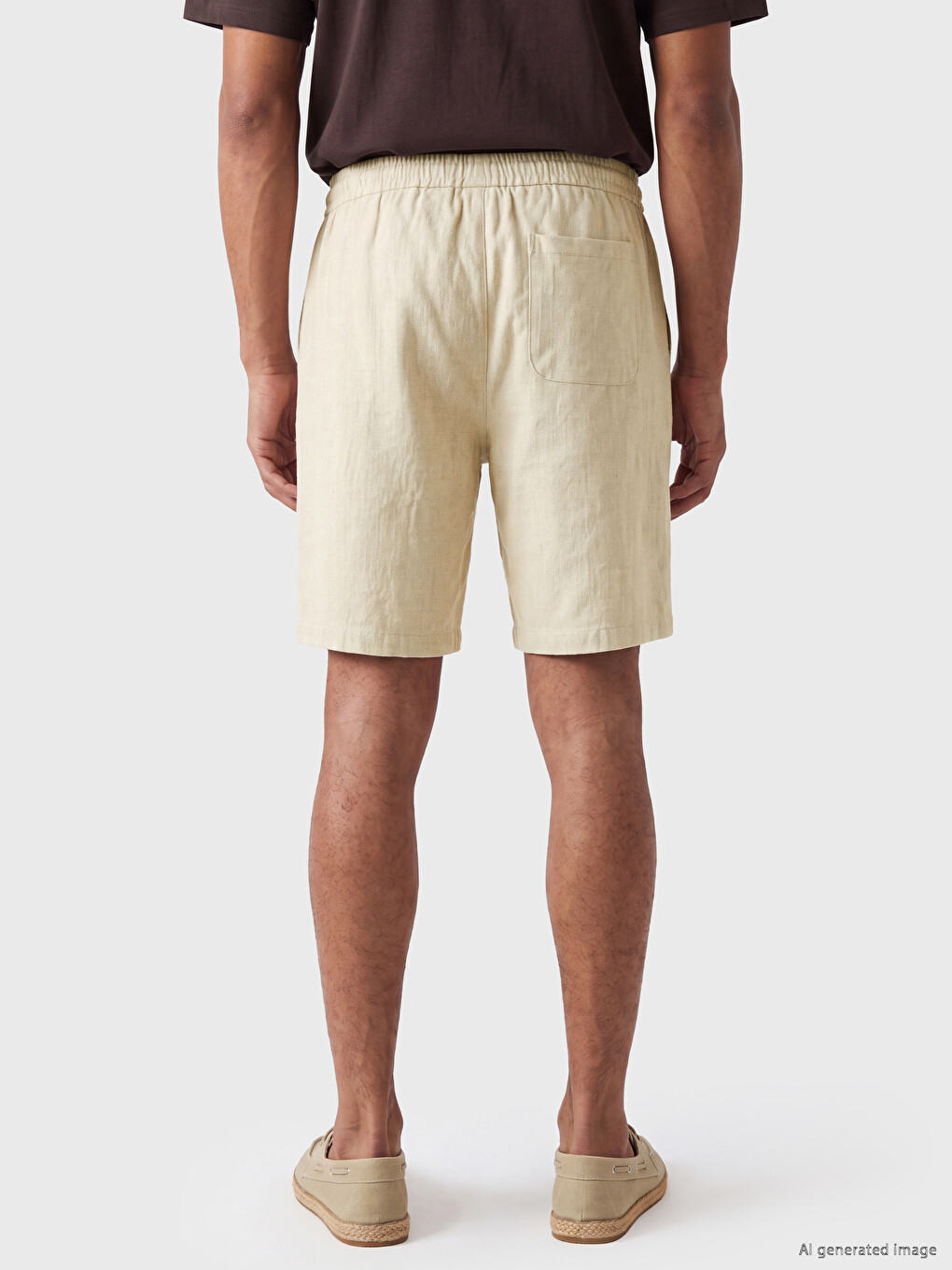 Standard Fit Linen Look Men's Shorts-3