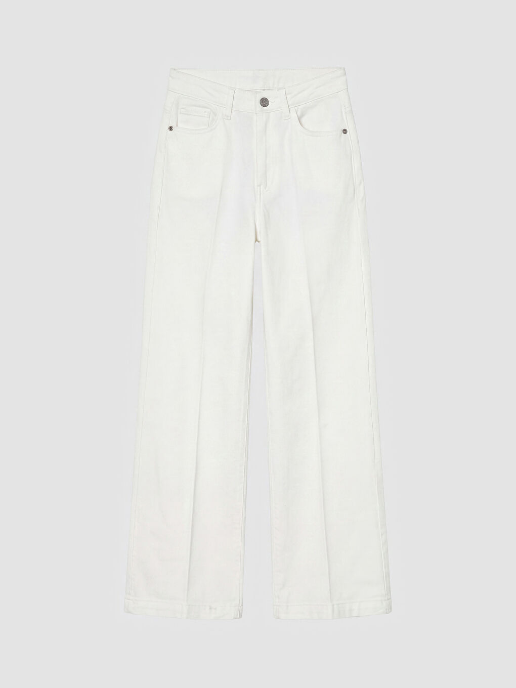 Ekru Wideleg Kadın Jean Pantolon