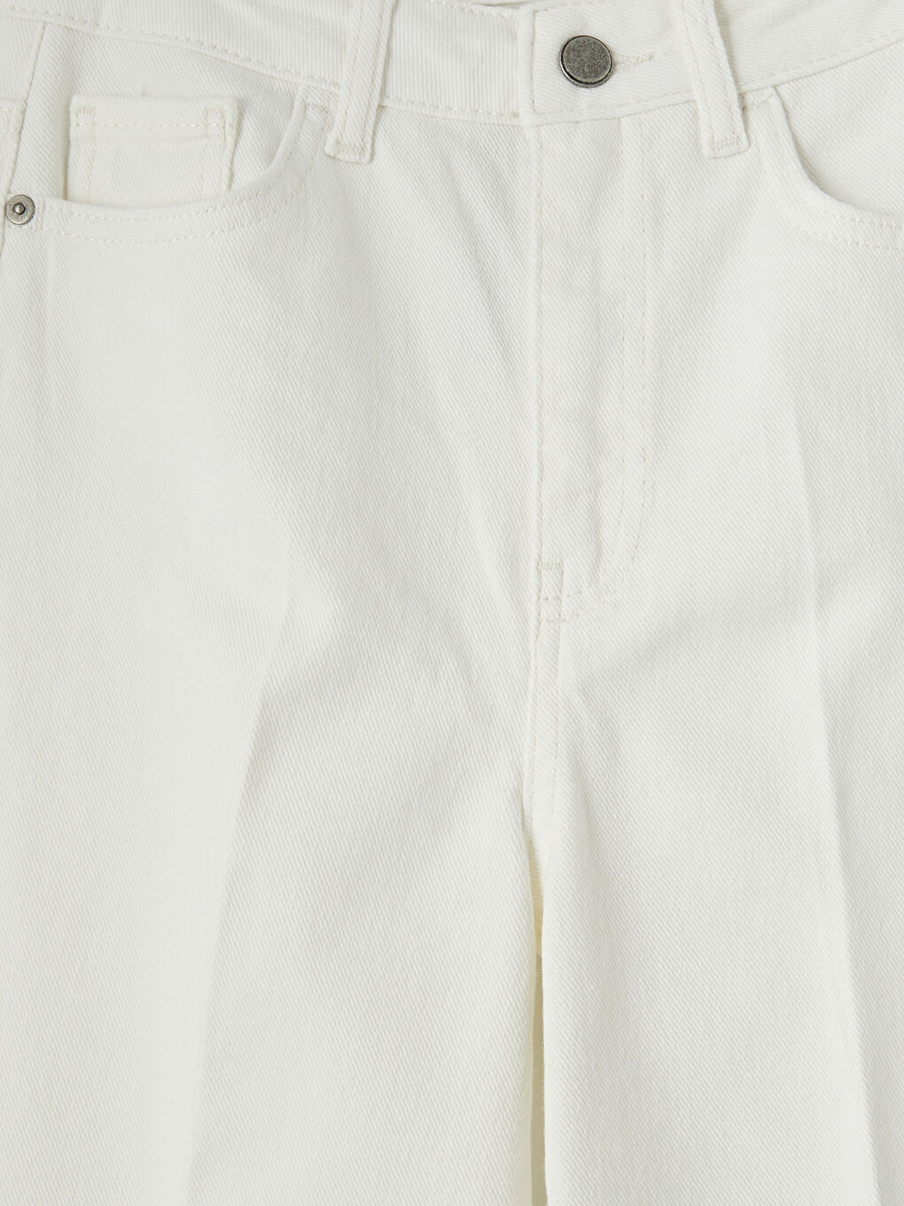 Ekru Wideleg Kadın Jean Pantolon-2