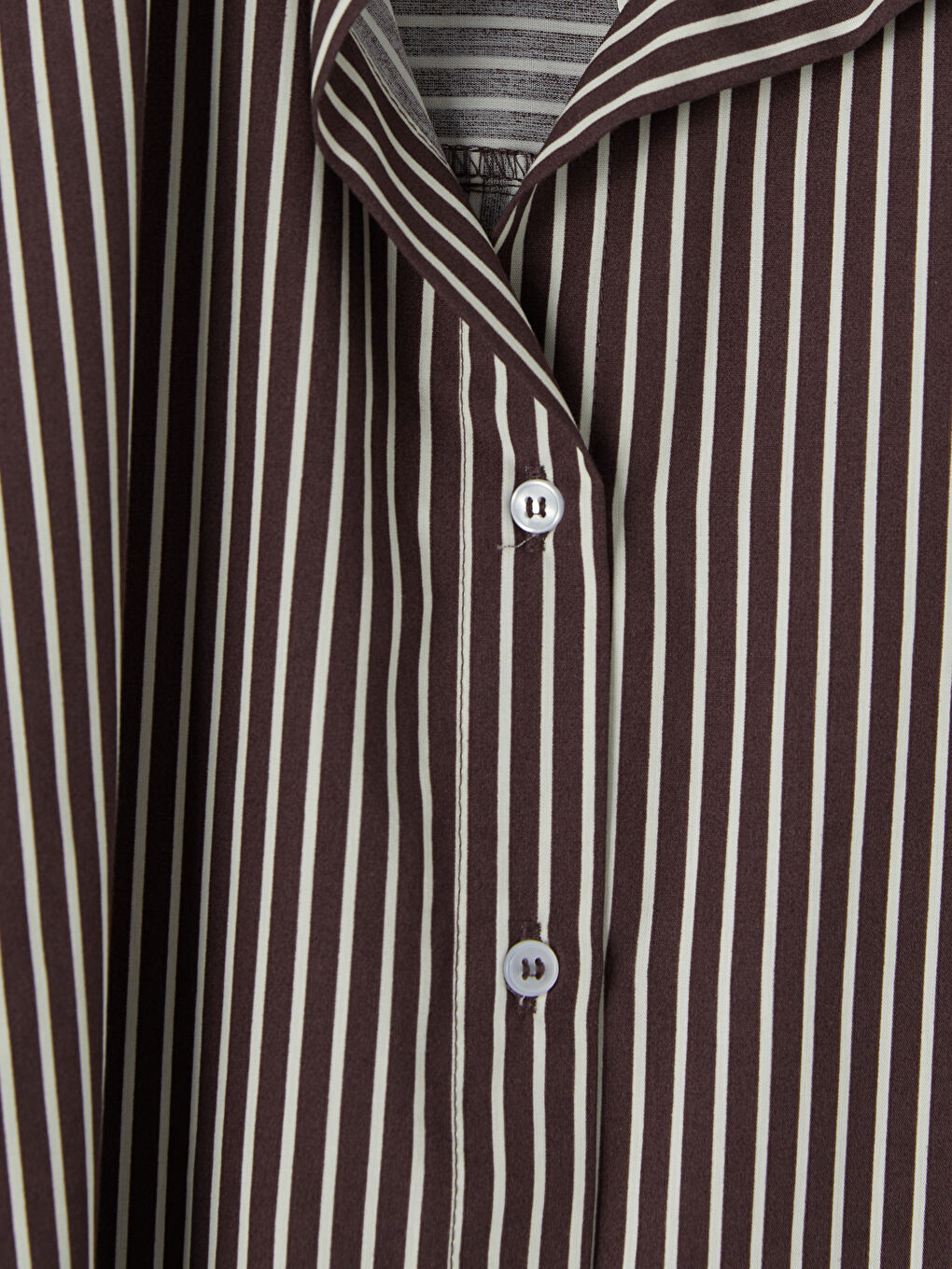 Kahverengi Çizgili Oversize Poplin Kadın Gömlek-6