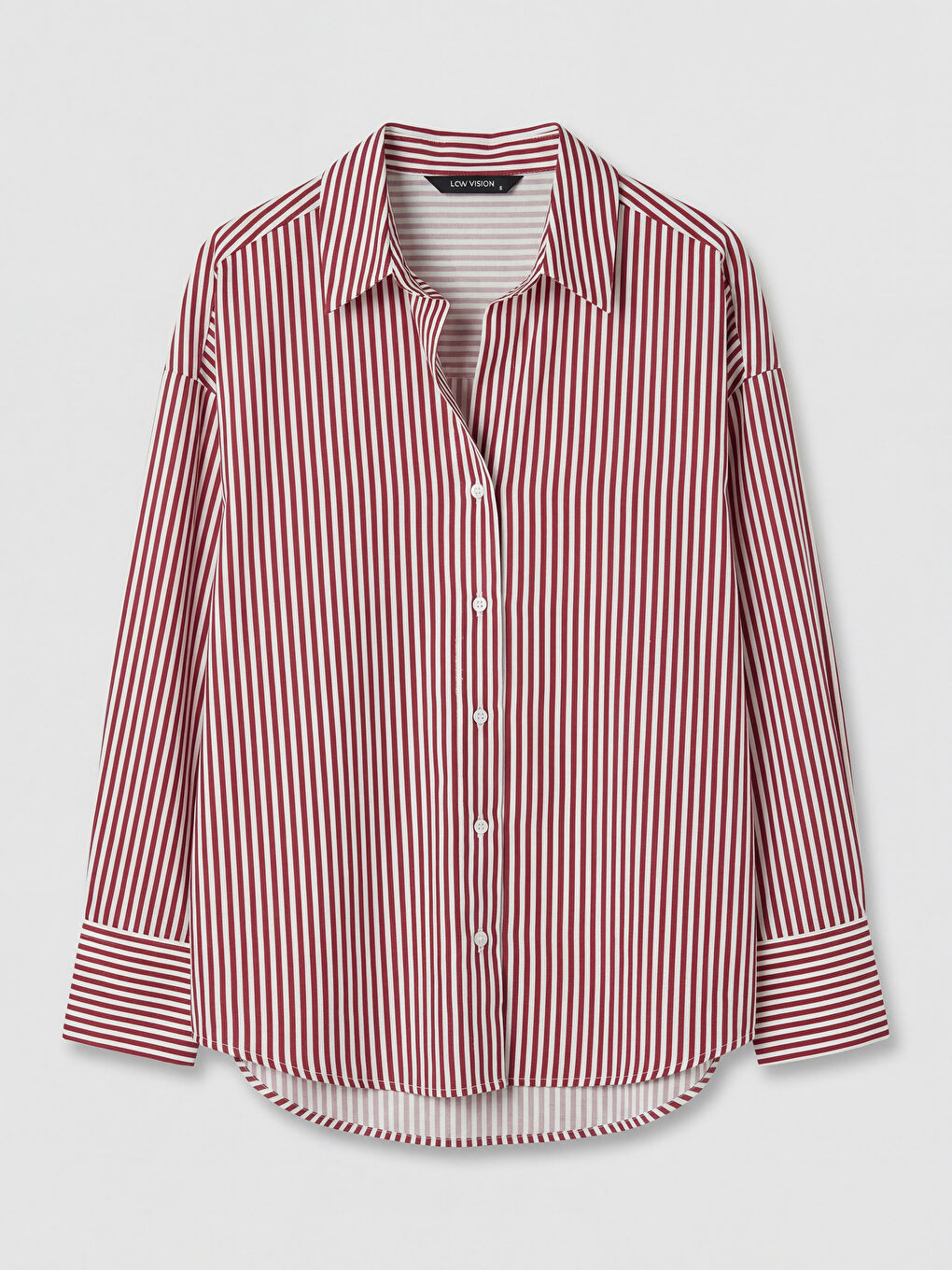 Mürdüm Çizgili Oversize Poplin Kadın Gömlek