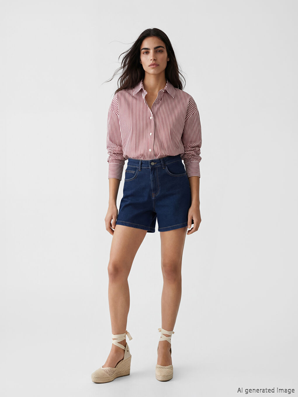 Striped Oversize Poplin Women's Shirt-1
