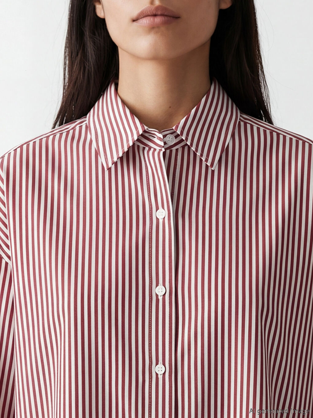 Striped Oversize Poplin Women's Shirt-2