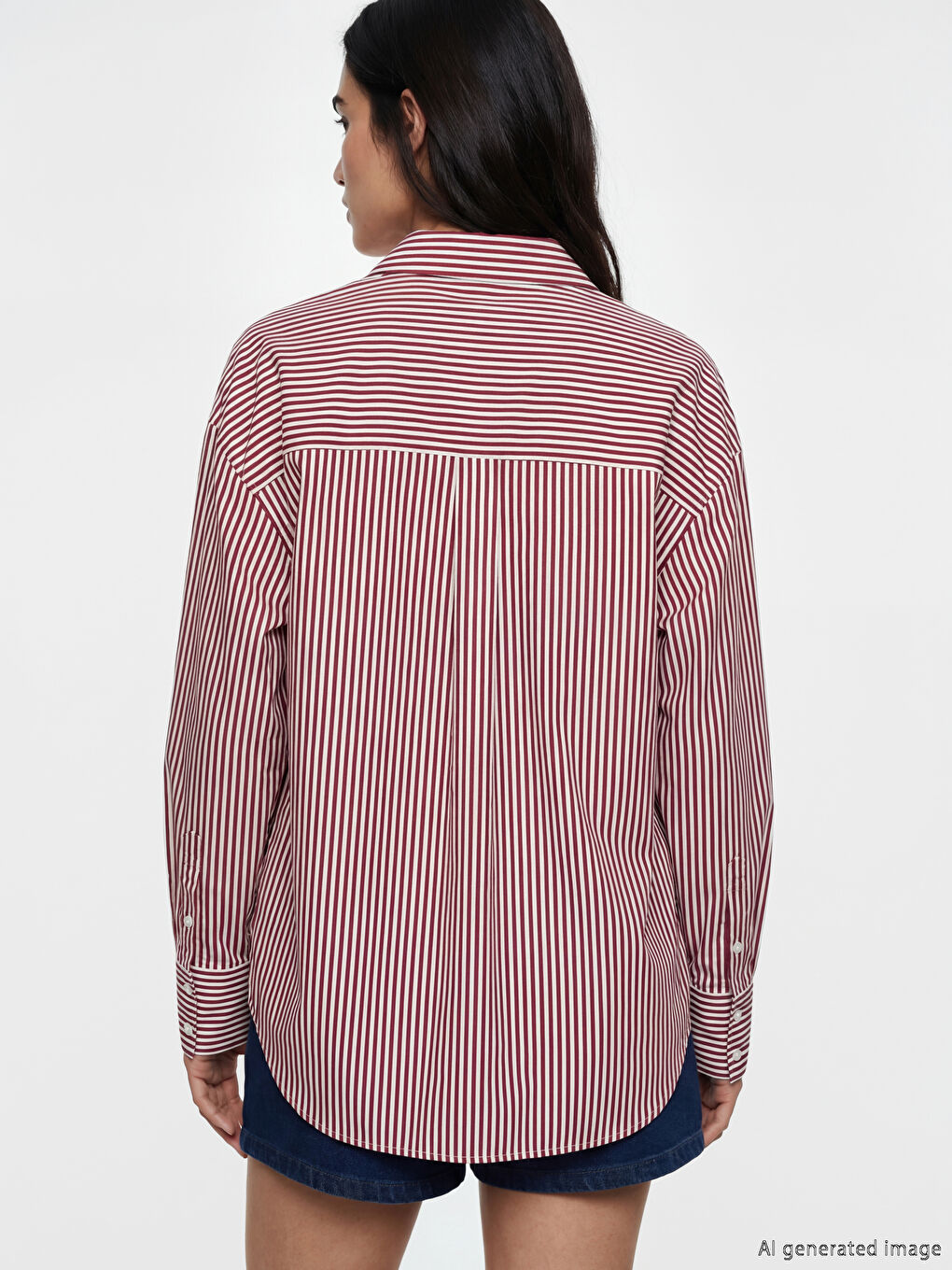 Striped Oversize Poplin Women's Shirt-3
