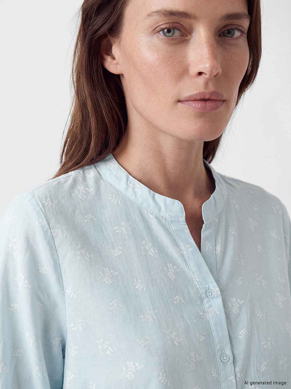 Notch Neck Floral Women's Shirt-2