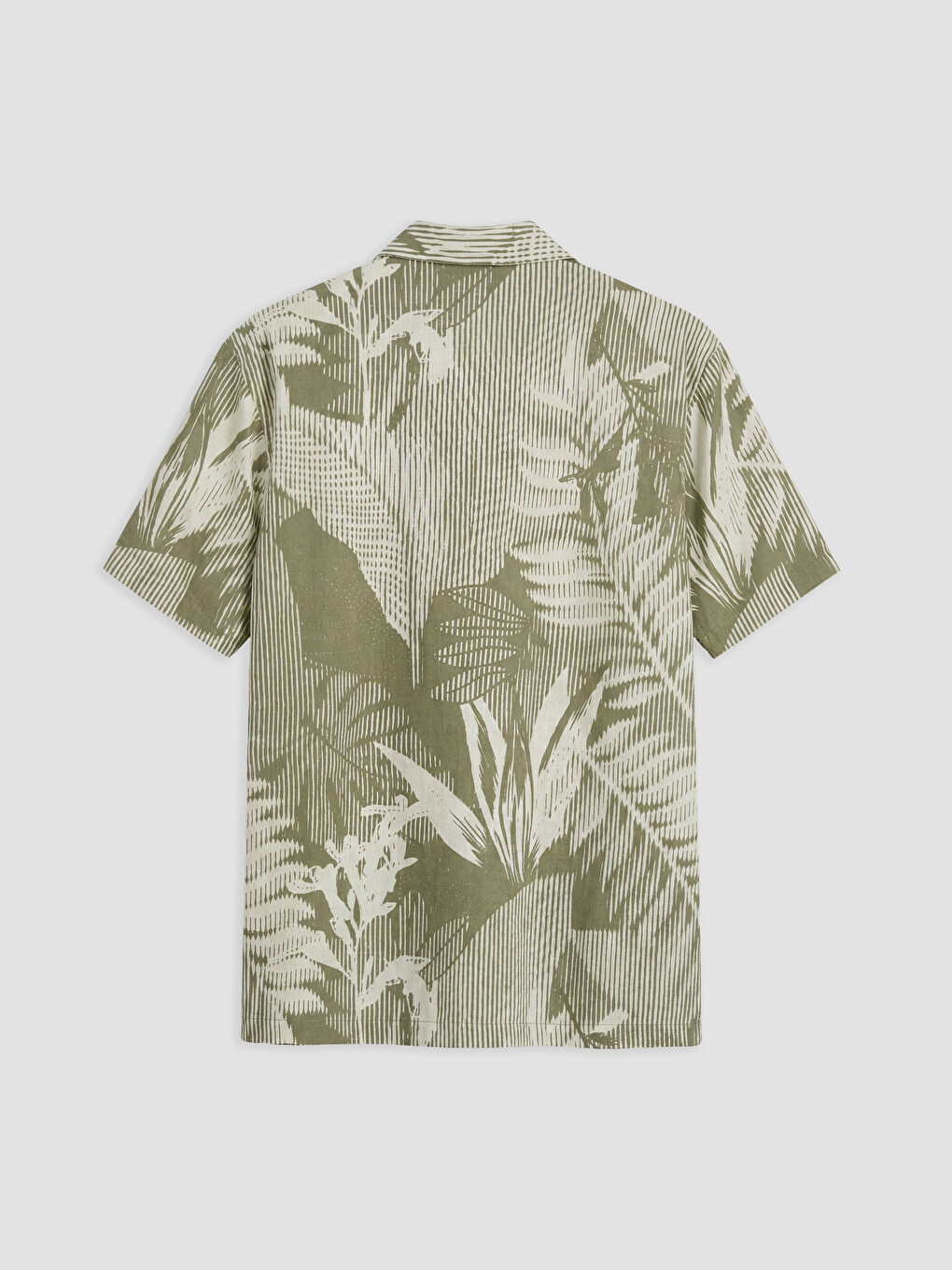 Yeşil Loose Fit Desenli Erkek Gömlek-1